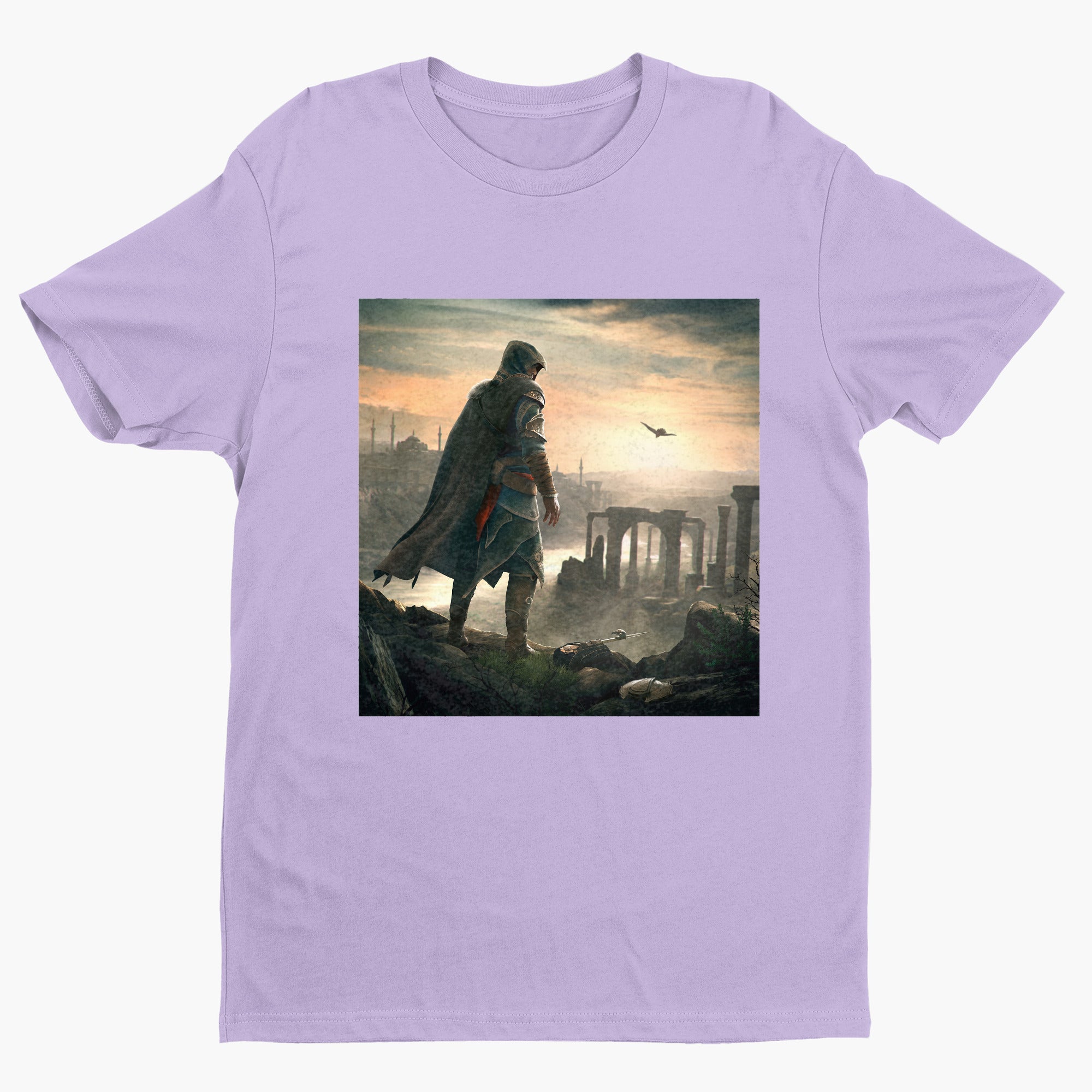 Assassin's Creed Revelations Ezio promo art tee - violet unisex t-shirt, front view